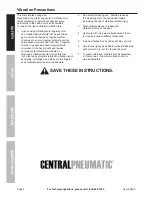 Preview for 6 page of Harbor Freight Tools CentralPneumatic Owner'S Manual & Safety Instructions