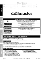 Preview for 2 page of Harbor Freight Tools drillmaster 91062n Owner'S Manual & Safety Instructions