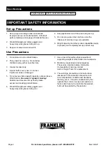 Preview for 2 page of Harbor Freight Tools FRANKLIN Series Owner'S Manual & Safety Instructions