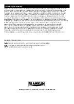 Preview for 8 page of Harbor Freight Tools FRANKLIN Series Owner'S Manual & Safety Instructions