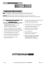 Предварительный просмотр 2 страницы Harbor Freight Tools Pittsburgh 614405 Owner'S Manual & Safety Instructions