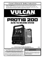 Предварительный просмотр 1 страницы Harbor Freight Tools VULCAN PROTIG 200 Owner'S Manual & Safety Instructions