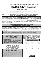 Hargrove GAS LOGS Installation And Operation Manual preview