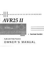 Preview for 1 page of Harman Kardon AVR 25 II Owner'S Manual