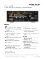 Preview for 2 page of Harman Kardon AVR 260 Specifications