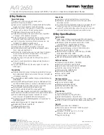 Preview for 2 page of Harman Kardon AVR 2650 Specifications