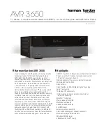 Harman Kardon AVR 3650 Specifications preview