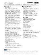 Preview for 2 page of Harman Kardon AVR 3650 Specifications