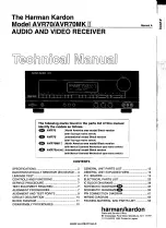 Предварительный просмотр 1 страницы Harman Kardon AVR 70 Technical Manual