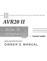 Harman Kardon AVR20 II Owner'S Manual preview