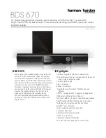 Harman Kardon BDS 670 Specifications preview