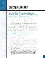 Предварительный просмотр 1 страницы Harman Kardon CDR 2 Quick Manual