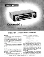 Preview for 1 page of Harman Kardon CONTERPOINT II FM 100 Operation And Service Instructions