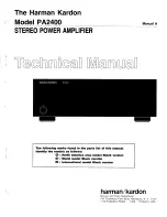 Предварительный просмотр 1 страницы Harman Kardon PA2400 Technical Manual