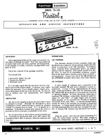 Предварительный просмотр 1 страницы Harman Kardon Recital II Operation And Service Instructions Manual