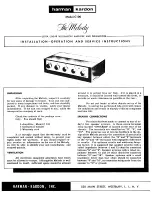 Предварительный просмотр 1 страницы Harman Kardon The Melody C100 Installation, Operation And Service Instructions