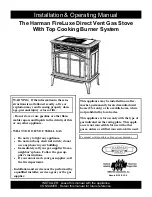 Harman Stove Company FireLuxe Direct Vent Gas Stove With Top Cooking Burner... Installation And Operating Manual preview