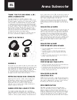 Preview for 3 page of Harman JBL Arena 8 inch Owner'S Manual