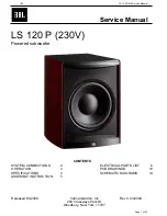 Предварительный просмотр 1 страницы Harman JBL LS 120 P Service Manual