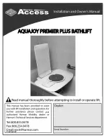 Harmar Access aquajoy premier plus bathlift Installation & Owner'S Manual preview