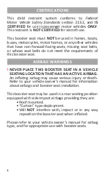 Предварительный просмотр 10 страницы Harmony Folding Travel Booster Car Seat Instruction Manual