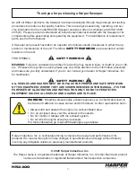 Preview for 3 page of Harper 301012 Operator'S Manual