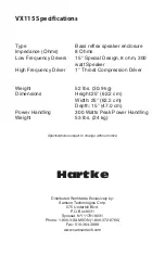 Preview for 4 page of Hartke VX115 Owner'S Manual