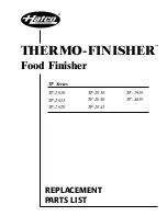 Preview for 1 page of Hatco Thermo-Finisher TF-1919 Replacement Parts List Manual