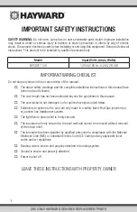 Preview for 2 page of Hayward ColorLogic Owner'S Manual