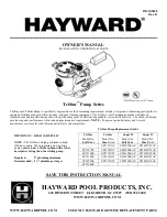 Hayward SP3215X20 SP3015EEAZ SP3015X20AZSP3215EE SP3220X25 SP3020EEAZ SP3020X25AZSP3220EE Owner'S Manual preview