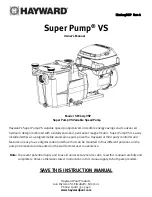 Hayward Super Pump® VS Owner'S Manual preview