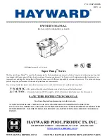 Предварительный просмотр 1 страницы Hayward Super Pump Owner'S Manual