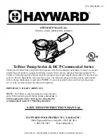 Предварительный просмотр 1 страницы Hayward TriStar Series Owner'S Manual