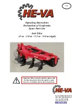 HE-VA Sub-Tiller 2.5 m rigid Operating Instructions, Declaration Of Conformity, Spare Parts List preview