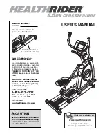 Healthrider 8.5 Ex Crosstrainer El Elliptical User Manual preview