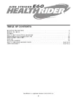 Preview for 2 page of Healthrider Aire Strider E60 Elliptical User Manual