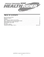 Preview for 2 page of Healthrider Cross Trainer 1050 T User Manual