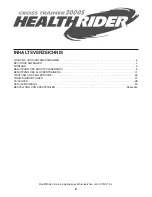 Preview for 2 page of Healthrider Cross Trainer 2000s (German) Bedienungsanleitung