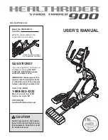 Healthrider Elite 9.1 Elliptical Manual preview