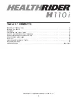 Preview for 2 page of Healthrider H 110i Treadmill User Manual