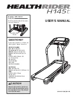 Предварительный просмотр 1 страницы Healthrider H145t Treadmill Manual