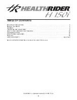 Предварительный просмотр 2 страницы Healthrider H150i User Manual