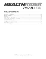 Preview for 2 page of Healthrider H450I User Manual