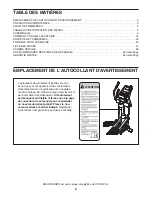 Preview for 2 page of Healthrider H82e Elliptical (French) Manuel De L'Utilisateur