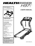 Healthrider H97t Treadmill User Manual preview