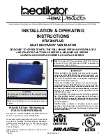 Hearth and Home Technologies Heat Recovery Ventilator HRV200PLUS Installation And Operating Instructions Manual preview