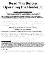 Heater Sports Heater Jr. Operating Instructions Manual preview