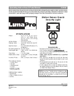 Heath Zenith Motion Sensor Quartz Security Light 2LBN2 Operating Instructions And Parts Manual preview