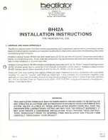 Preview for 1 page of Heatiator BH42A Installation Instructions Manual