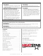 Preview for 2 page of HeatStar F109100 Operating Instructions And Owner'S Manual